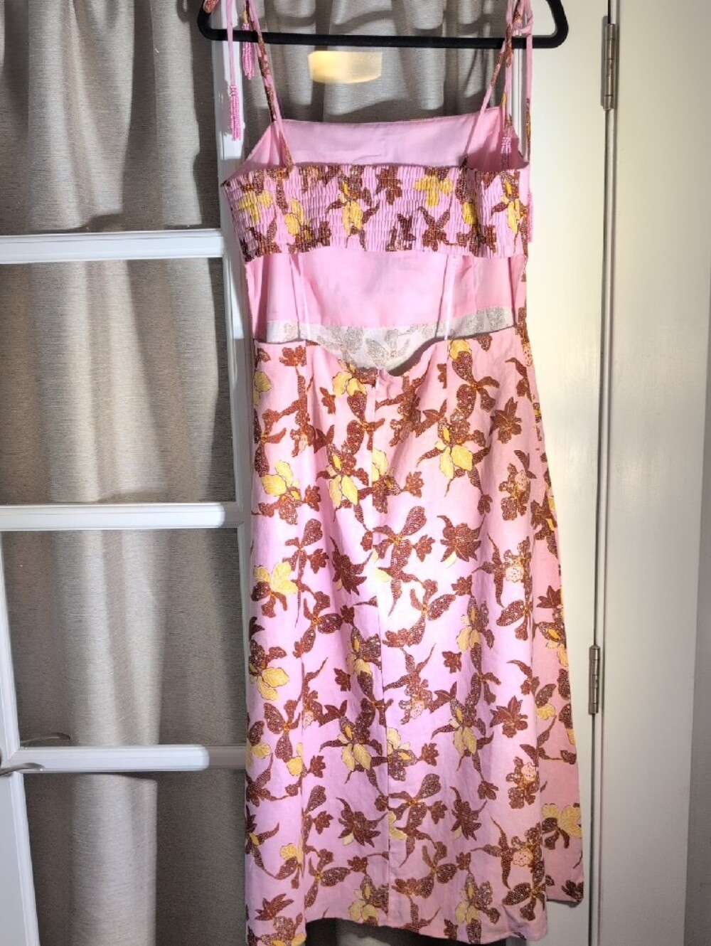 House of Harlow 1960 Backless Pink Floral Linen  Midi Dress - Picture 5 of 9